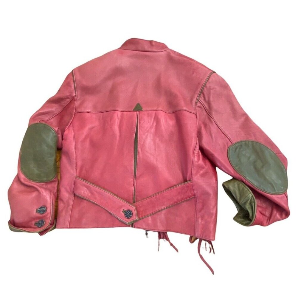 Vintage 90"s LS Sound Original Leather Jacket Rose Pink 41” Chest M/L Size 38 - Picture 10 of 12